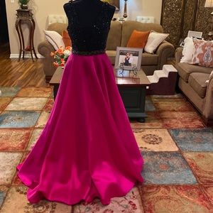 Jovani Barbie pink and black ball gown